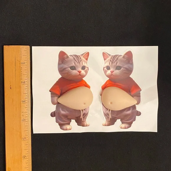 Pudgy Belly Kitty 3D Fidget Sticker Set - Help for stress & anxiety, ADHD NWOT - Picture 5 of 5